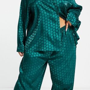 Emerald Green Satin Pajama Set